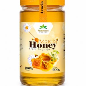 ChatGPT Image Aug 1, 2026, 02_53_20 PM Mediterra Market Acacia Honey Organic Raw 900g Natural Croatian Origin Harvested from Zagorje Hills Pure Floral Sweetness Family Filled Glass Jar Rich Nutrients Daily Use