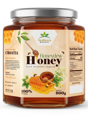 Mediterra Market Honeydew Honey 900g | 100% Natural Croatian Honey | Premium Honeydew Honey from Zagorje Hills