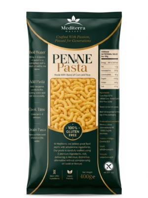 Mediterra Gluten Free Penne Pasta 400g (Pack of 3) | Corn & Rice Pasta